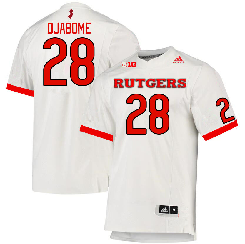Men #28 Dariel Djabome Rutgers Scarlet Knights College Football Jerseys Stitched Sale-White
